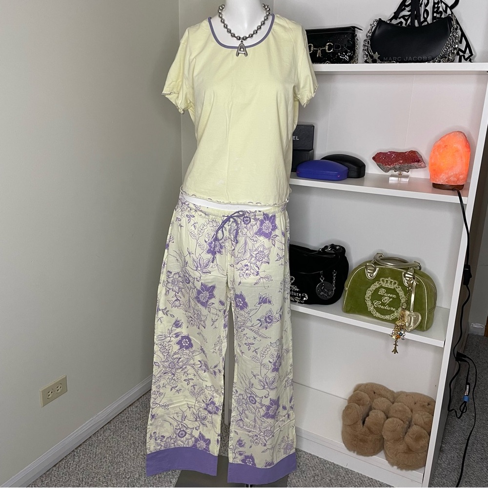 yellow and purple pajama set